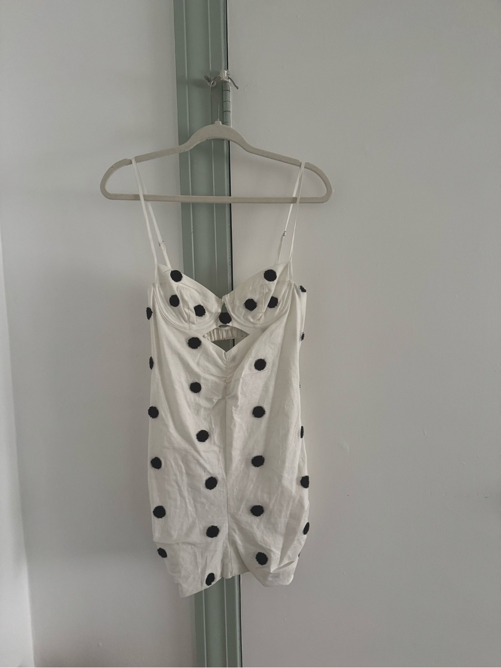 White Polka Dot Spaghetti Strap Mini Dress - for love and lemons